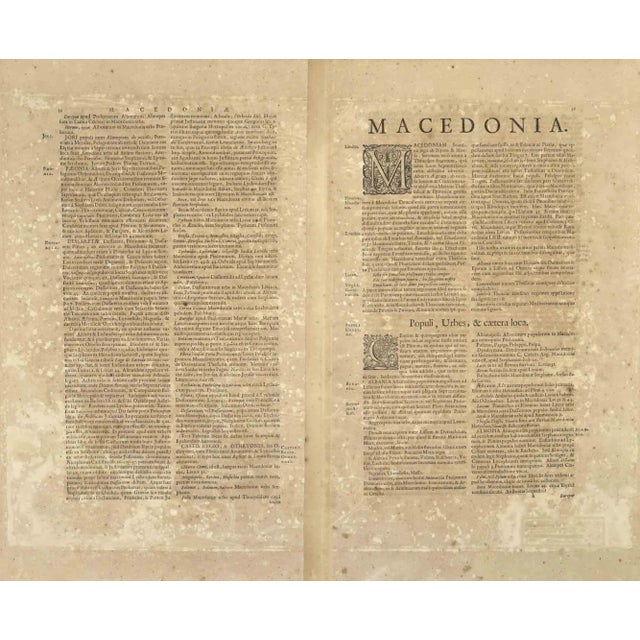 Macedonia is an ancient map realized in 1650 by Johannes Janssonius (1588-1664). The Map is Hand-colored etching, with...