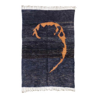 Abstract Hand-Knotted Moroccan Wool Rug | 9'11" X 6'8" | One of a Kind For Sale