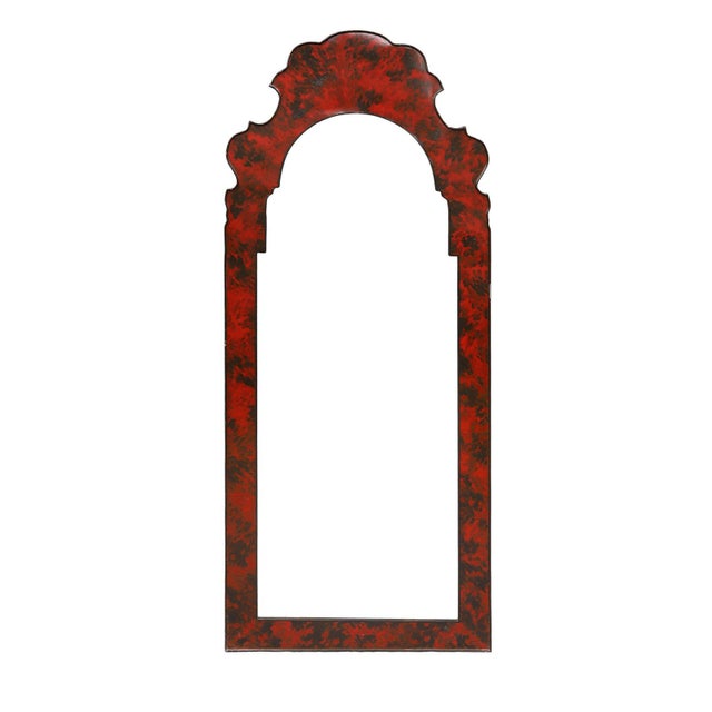 Mid 20th Century Red Faux Turtle Shell Bordered Tole Mirror For Sale In New York - Image 6 of 6