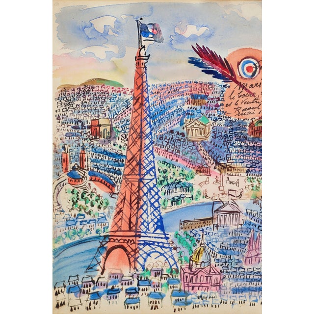 Raoul Dufy Vintage Paris Wall Art Print – Eiffel Tower & French Cityscape by Raoul Dufy, 40" X 30" For Sale - Image 4 of 7