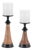 Tapered Wood and Metal Candle Holder (Set of 2) For Sale
