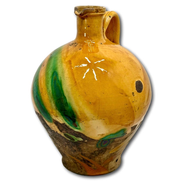 Mid 19th Century Outstanding Very Large Size Antique Country French Pottery Water Jug With Stunning Glaze - Approx 18 Inches Tall For Sale - Image 5 of 18