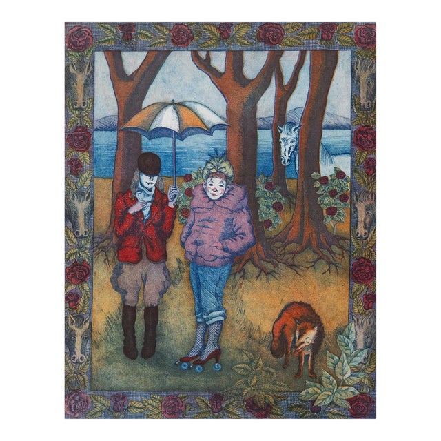 'Surreal Landscape, Preparing for the Hunt' by Roberta Loach, 1980, Performers With a Horse and Fox For Sale