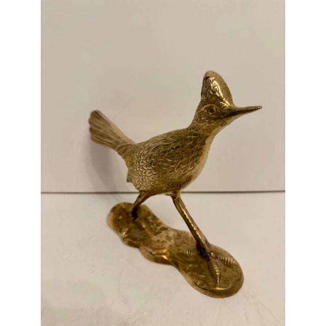 1960s Vintage Mid Century Brass Roadrunner Bird Sculpture For Sale - Image 5 of 12