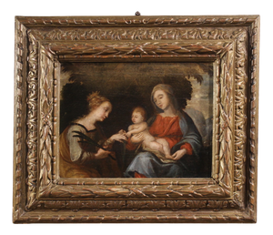 Mystical Marriage of Saint Catherine of Alexandria, 1630, Oil on Panel, Framed
