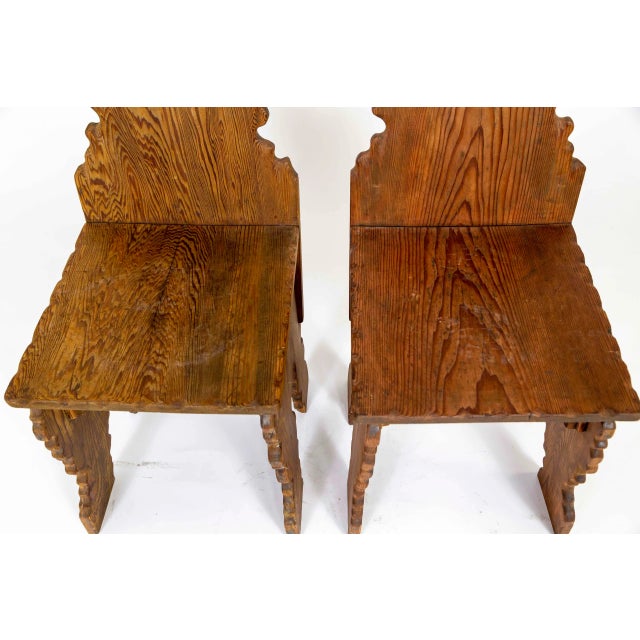 1910s Early 20th Century Sculptural Hand Carved Fir Chairs - a Pair For Sale - Image 5 of 13