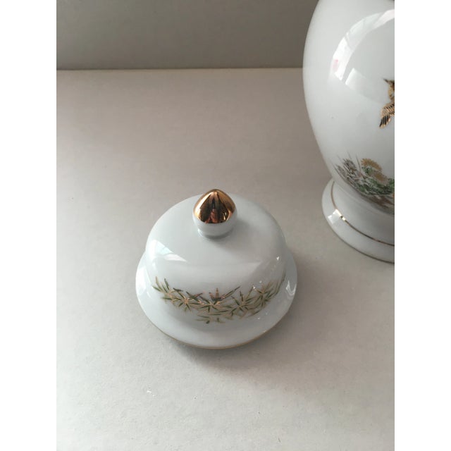 Vintage Japanese Birds of Paradise Porcelain Urn For Sale - Image 4 of 6