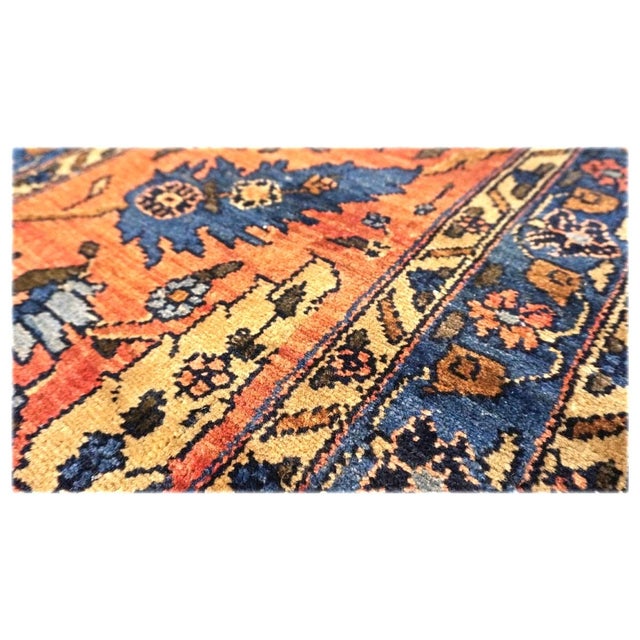 Salmon Antique Persian Lilihan Wool 11x20 Salmon, Yellow & Blue Handmade Gallery Rug #9902643 For Sale - Image 8 of 13