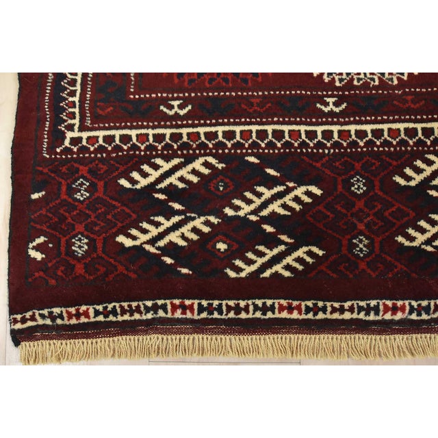 Turkmen Rug 7'7'' X 12'5'' Red Wool Vintage Hand-Knotted Oriental Carpet For Sale - Image 12 of 15