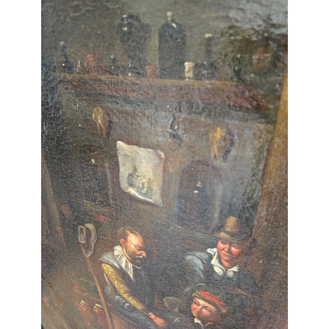 Textile Antique European Style Painting Circa 17th Century For Sale - Image 7 of 11