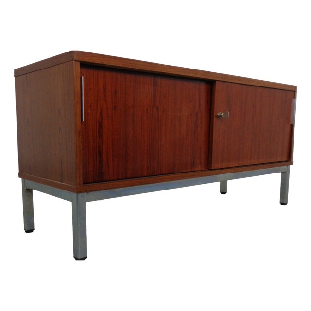 Small Rosewood Office Sideboard with Sliding Doors, Germany, 1960s For Sale