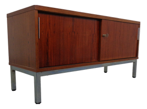 Small Rosewood Office Sideboard with Sliding Doors, Germany, 1960s