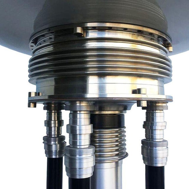 1980s 1980 Large Machine Age Art Deco Revival Aluminum and Steel Floor Lamp For Sale - Image 5 of 8