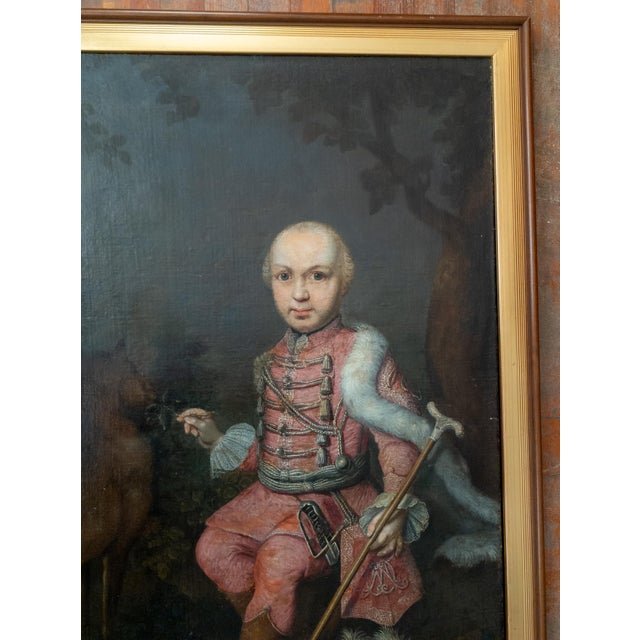 18th Century European German or Austrian School Portrait of a Noble Boy With Deer For Sale - Image 4 of 16