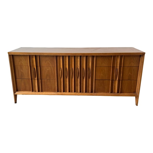 Thomasville Brutalist Walnut Lowboy Dresser For Sale
