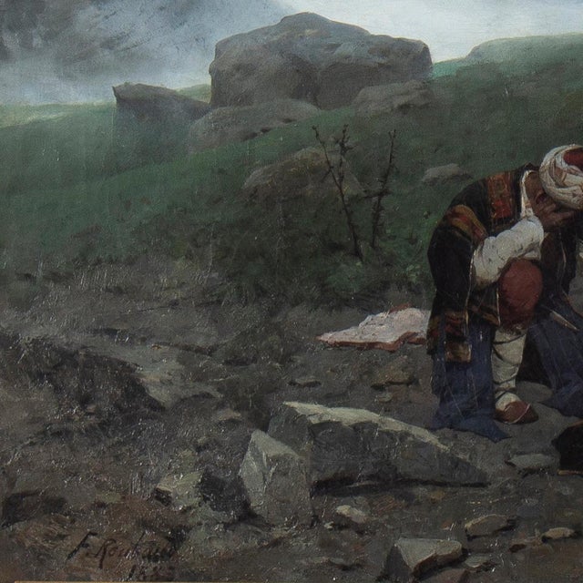 Franz Roubaud, Soldiers in Caucasus, 1883, Painting, Framed For Sale - Image 4 of 5