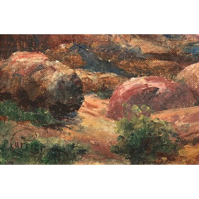 Cyrus Bates Currier Distant Canyon Landscape Painting Circa 1925 For Sale - Image 4 of 8