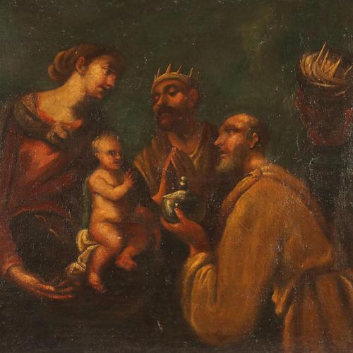 The Three Wise Men, Oil on Canvas, 16th-17th Century, Framed For Sale - Image 3 of 12