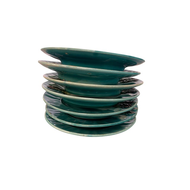French Majolica Depose KG Luneville Asparagus Plates - Set of 7 For Sale - Image 13 of 18