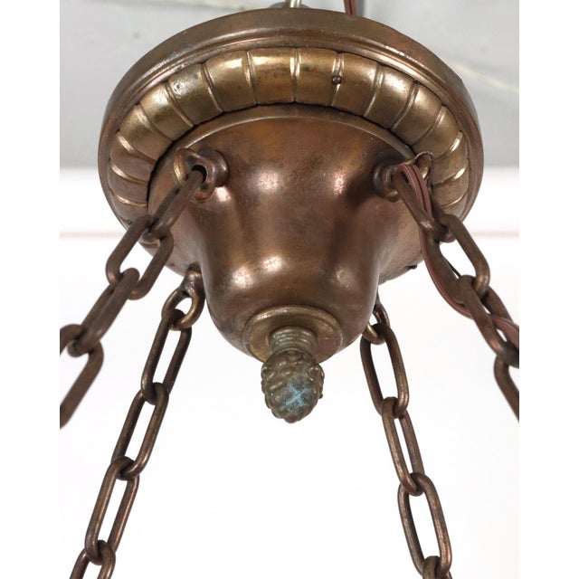 Mid 20th Century Arts & Crafts Iridescent Slag Glass Bowl Pendant Light For Sale - Image 12 of 12