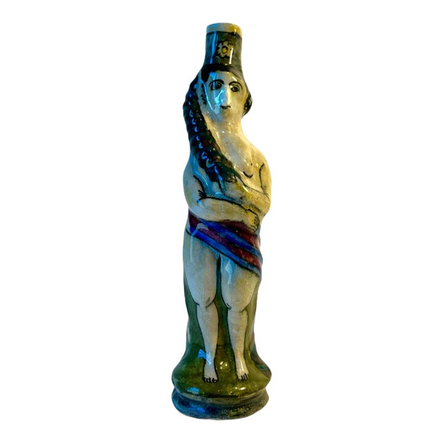 Sculpted Ceramic Woman’s Figurative Art Vase For Sale