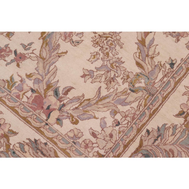 Shabby Chic Shabby Chic 1990's Floral Pak-Persian Ivory/Pink Wool Rug - 8'5'' X 10'0'' For Sale - Image 3 of 9