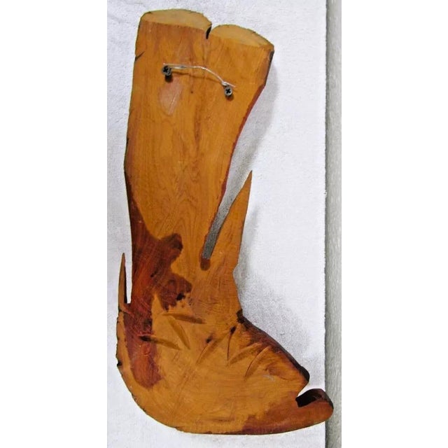Wood 1960s Vintage Cypress Driftwood Sculpture Wall Hanging Carving of Fish With Glass Eye For Sale - Image 7 of 8