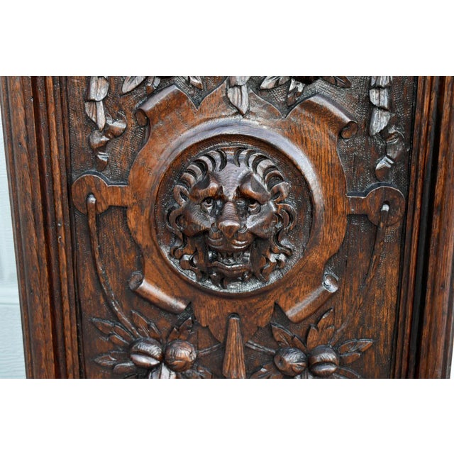 Antique Carved Oak Tudor Style Lion Plaque For Sale - Image 4 of 12