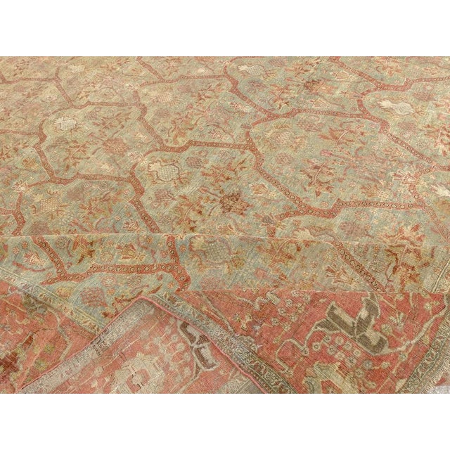Antique Muted Green Square Bidjar Rug no. 10966 For Sale - Image 4 of 5