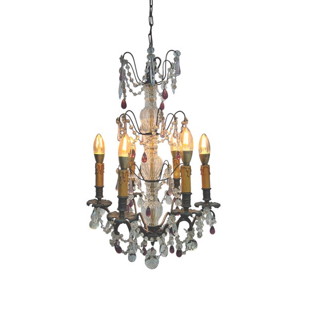 Vintage French Blown Amethist and Clear Crystal Chandelier, 1920s For Sale - Image 15 of 18