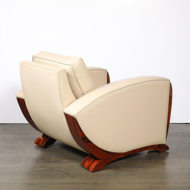 Pair of Art Deco Club Chairs in Palisander & Edelman Cream Leather For Sale - Image 13 of 18