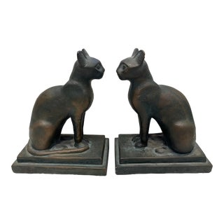 1970s Mid-Century Modern Cat Bookends - a Pair For Sale