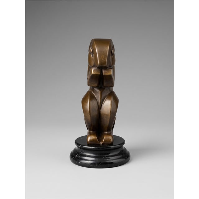 Art Deco Style Patinated Bronze Rabbit Sculpture after Bizette For Sale - Image 3 of 10