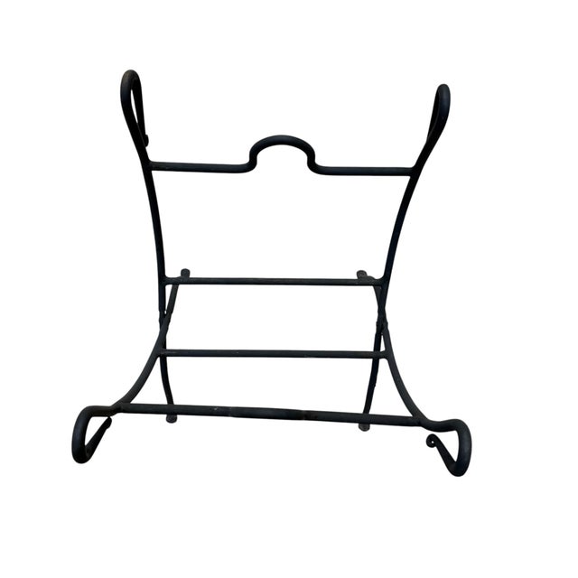 Late 20th Century Black Wrought Iron Folding Firewood Log Holder With Scroll Handles For Sale - Image 5 of 10