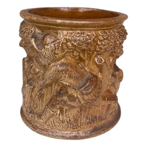19th Century French Pottery Pot Hunting Scene Normandy