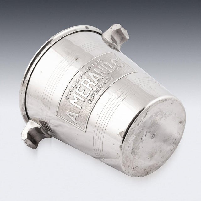 Vintage French Silver Plated Epernay Champagne Cooler by A. Merand & Co, 1930 For Sale - Image 7 of 13