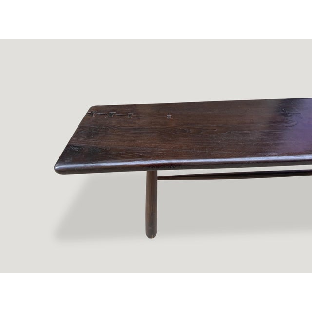 Andrianna Shamaris Midcentury Couture Espresso Stained Teak Wood Console Table For Sale - Image 14 of 18