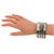 This stunning modernist bracelet bangle features a chunky, massive shape in chromed metal, all carved and textured with a...