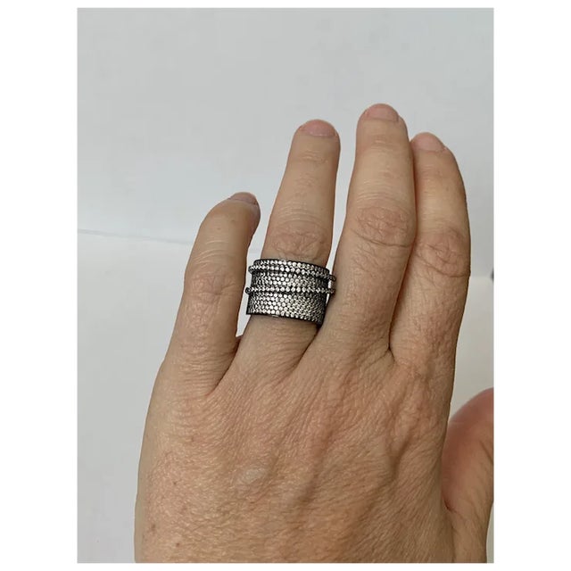 Sterling and Swarovski Crystal Cigar Band Ring, Size 6 For Sale - Image 13 of 13