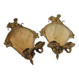 Mid-Century Swedish Brass Sconces, Set of 2 For Sale