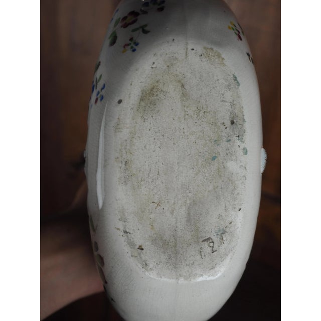 19th French Majolica Bag Shaped Flower Basket With Butterflies, Bird-Of-Paradise and Flowers For Sale - Image 11 of 13