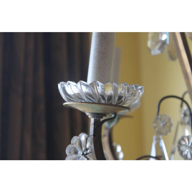 1900-1910 French Louis XV Style Cut Crystal/ Bronze Cage Chandelier in the Style of Baccarat For Sale - Image 9 of 13