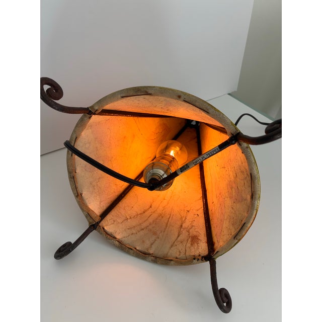 Red Vintage Moroccan Hand Made Leather Wrought Iron Hanna Dyes Table Accent Lamp For Sale - Image 8 of 11