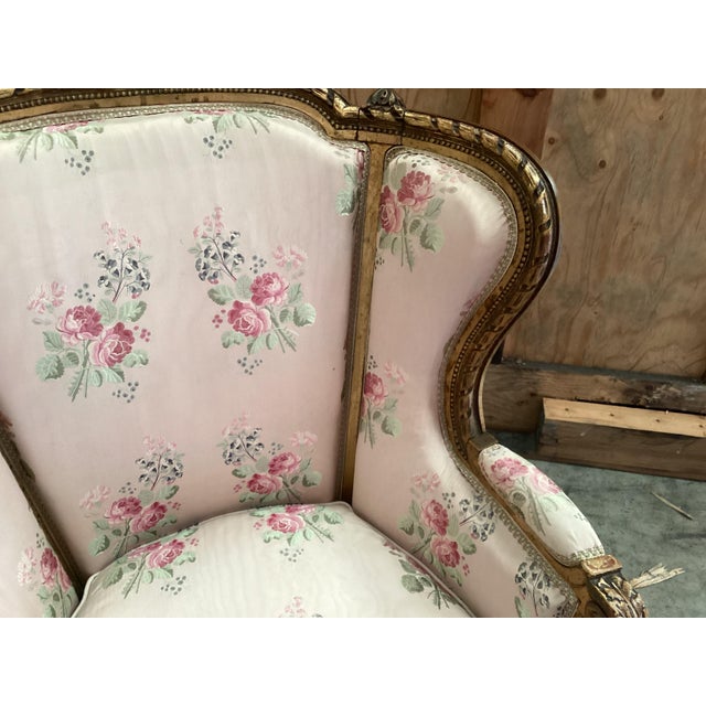 Rare Louis XVI Gold-Leaf Salon Set W/Original Silk Upholstery For Sale - Image 11 of 17