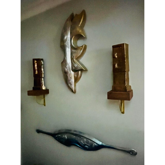 Ceramic Set of 4, Abstract, Tribal Wall Sculpture Set For Sale - Image 7 of 10