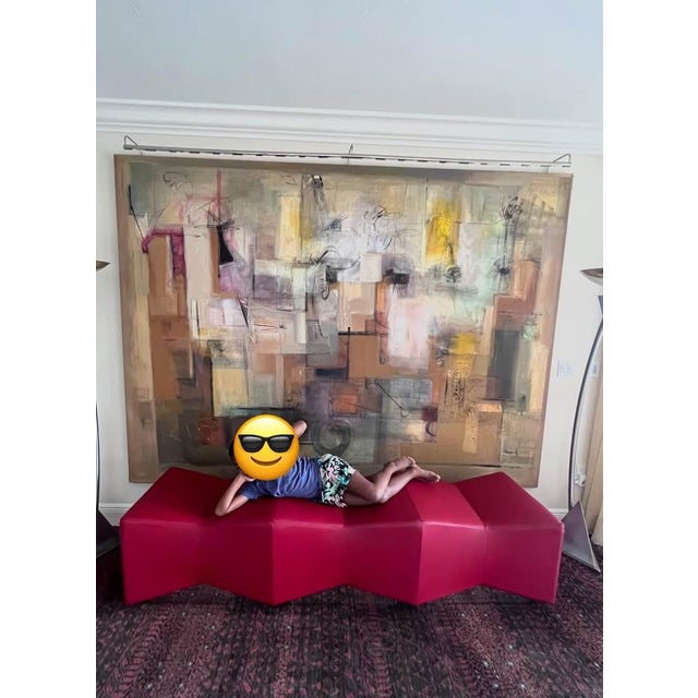 I have a Rare Large Gorgeous Brueton Red Leather Bench with Mirror Base in excellent pre-owned condition. This early 21th...