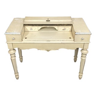 Early 20th Century Cream and Pale Blue Spinet Writing Desk For Sale