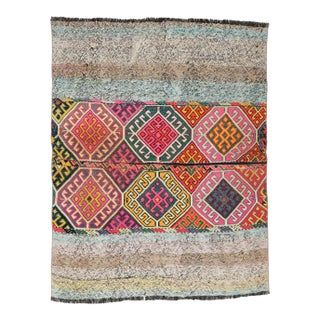 Colorful Vintage Small Kilim Rug - 3`7″ X 4`5″ For Sale
