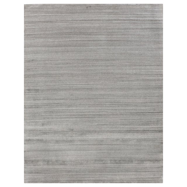 Exquisite Rugs Creil Hand loom Bamboo/Silk Gray Rug-8'x10' For Sale - Image 11 of 11