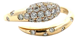 14k Yellow Gold Pave Diamond Serpent Ring With 0.57 Carat Weight of Diamond, Size 6.75
